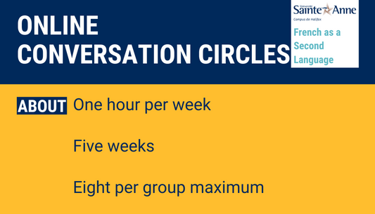 Online Conversation Circles. One hour per week, five weeks, eight per group maximum.